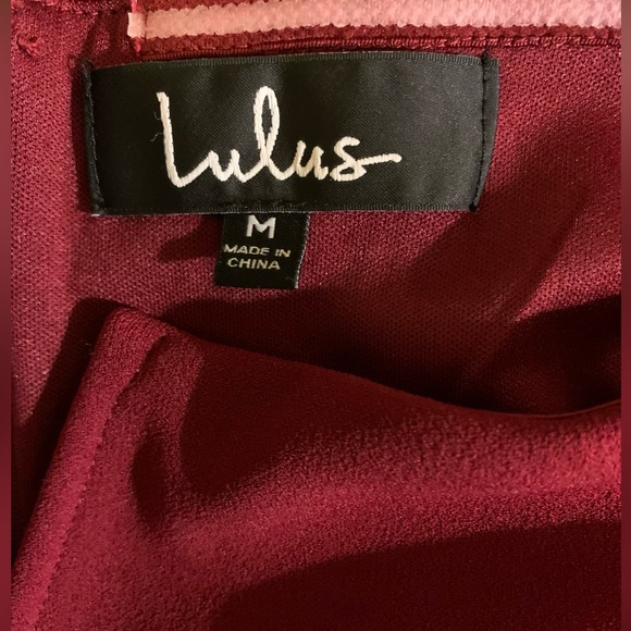 LN LULUS BURGUNDY FLATTERING BODYCON FIT DRESS. SQUARE NECKLINE, LONG SLEEVES, - Picture 10 of 13